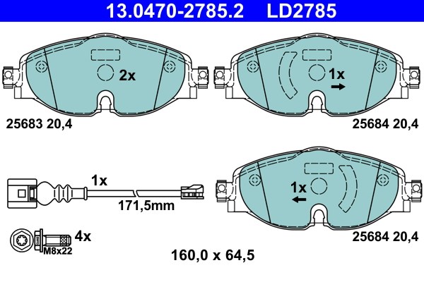 Bromsbeläggsats, Framaxel Ate Ate ceramic 13.0470-2785.2 ATE