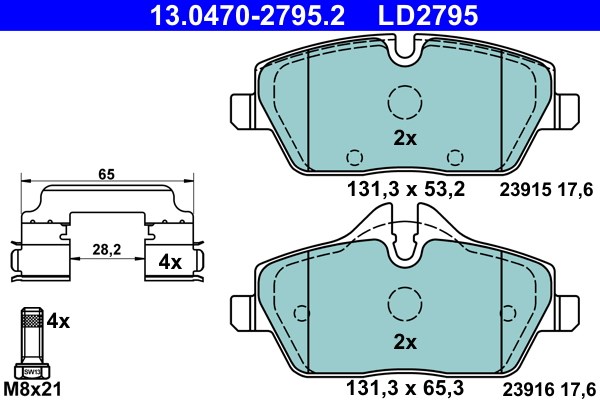 Bromsbeläggsats, Framaxel Ate Ate ceramic 13.0470-2795.2 ATE Bromsbeläggsats, Framaxel Ate Ate ceramic 13.0470-2795.2 ATE