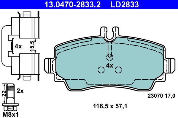 Bromsbeläggsats, Framaxel Ate Ate ceramic 13.0470-2833.2 ATE