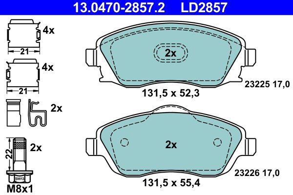 Bromsbeläggsats, Framaxel Ate Ate ceramic 13.0470-2857.2 ATE