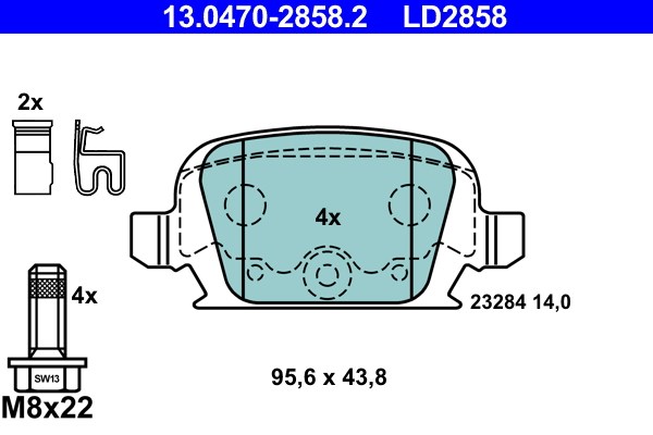 Bromsbeläggsats, Bakaxel Ate Ate ceramic 13.0470-2858.2 ATE