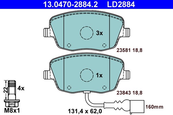 Bromsbeläggsats, Framaxel Ate Ate ceramic 13.0470-2884.2 ATE