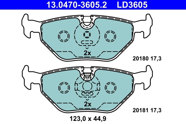 Bromsbeläggsats, Bakaxel Ate Ate ceramic 13.0470-3605.2 ATE
