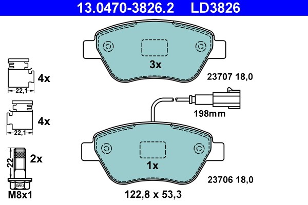 Bromsbeläggsats, Framaxel Ate Ate ceramic 13.0470-3826.2 ATE