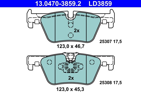 Bromsbeläggsats, Bakaxel Ate Ate ceramic 13.0470-3859.2 ATE