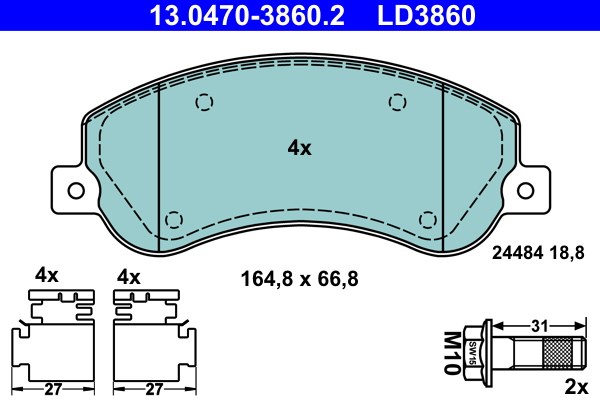 Bromsbeläggsats, Framaxel Ate Ate ceramic 13.0470-3860.2 ATE