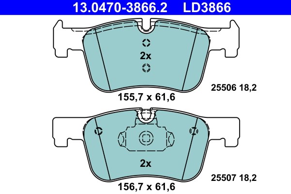 Bromsbeläggsats, Framaxel Ate Ate ceramic 13.0470-3866.2 ATE