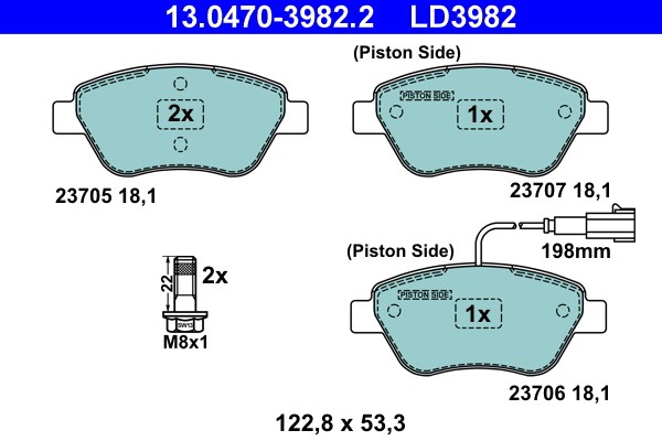 Bromsbeläggsats, Framaxel Ate Ate ceramic 13.0470-3982.2 ATE