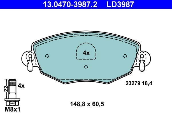 Bromsbeläggsats, Framaxel Ate Ate ceramic 13.0470-3987.2 ATE