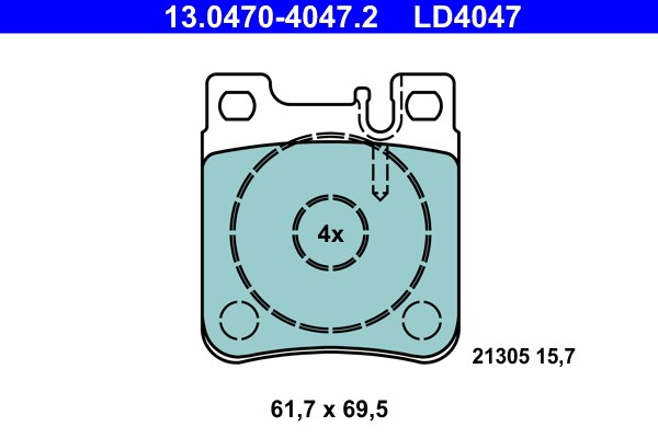 Bromsbeläggsats, Bakaxel Ate Ate ceramic 13.0470-4047.2 ATE