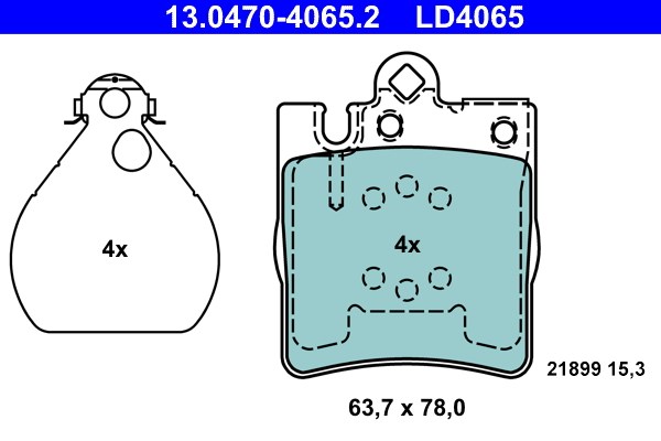 Bromsbeläggsats, Bakaxel Ate Ate ceramic 13.0470-4065.2 ATE