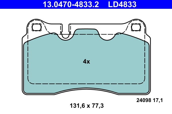Bromsbeläggsats, Framaxel Ate Ate ceramic 13.0470-4833.2 ATE