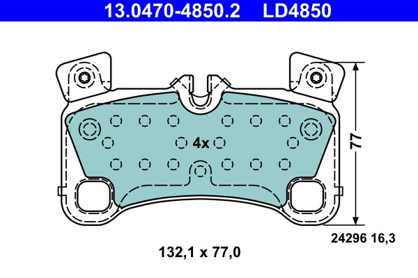 Bromsbeläggsats, Bakaxel Ate Ate ceramic 13.0470-4850.2 ATE