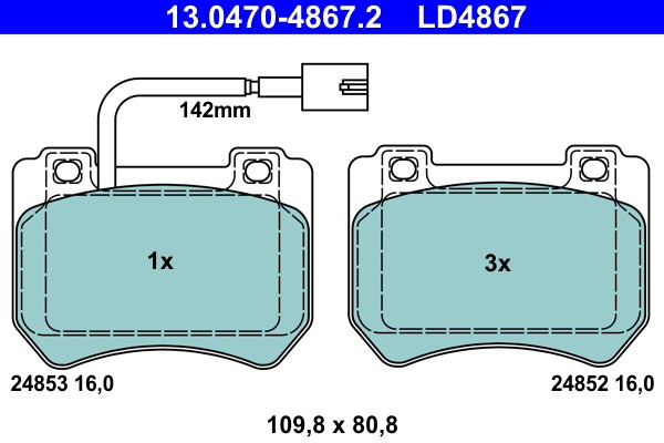Bromsbeläggsats, Framaxel Ate Ate ceramic 13.0470-4867.2 ATE