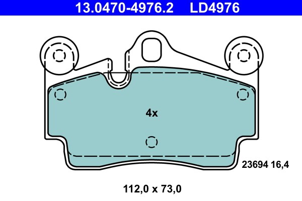 Bromsbeläggsats, Bakaxel Ate Ate ceramic 13.0470-4976.2 ATE