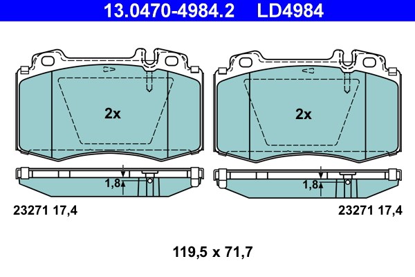 Bromsbeläggsats, Framaxel Ate Ate ceramic 13.0470-4984.2 ATE