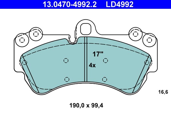 Bromsbeläggsats, Framaxel Ate Ate ceramic 13.0470-4992.2 ATE