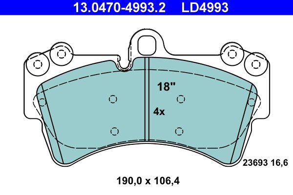 Bromsbeläggsats, Framaxel Ate Ate ceramic 13.0470-4993.2 ATE