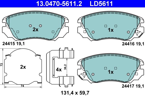 Bromsbeläggsats, Framaxel Ate Ate ceramic 13.0470-5611.2 ATE