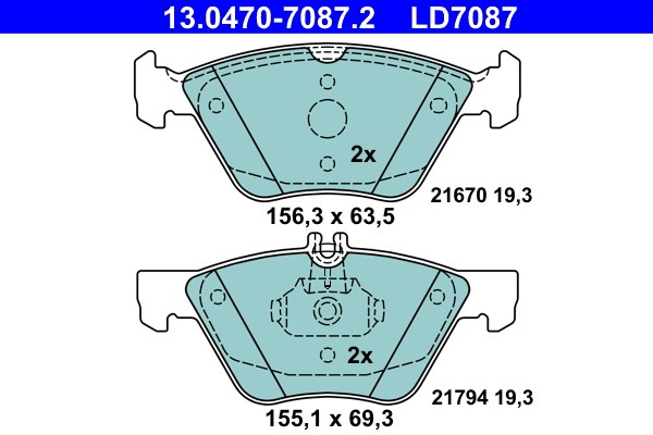 Bromsbeläggsats, Framaxel Ate Ate ceramic 13.0470-7087.2 ATE