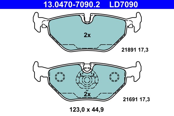 Bromsbeläggsats, Bakaxel Ate Ate ceramic 13.0470-7090.2 ATE
