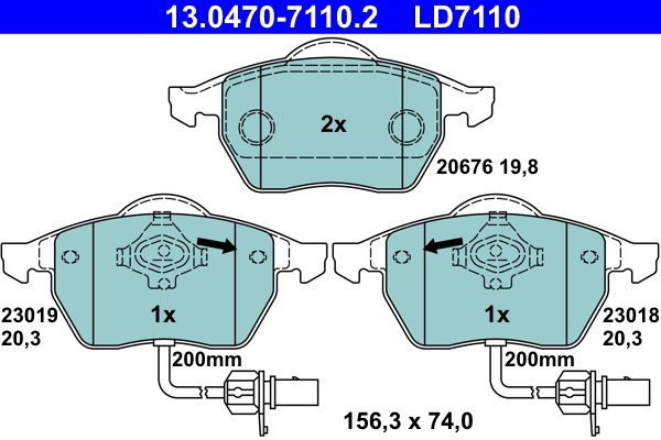 Bromsbeläggsats, Framaxel Ate Ate ceramic 13.0470-7110.2 ATE