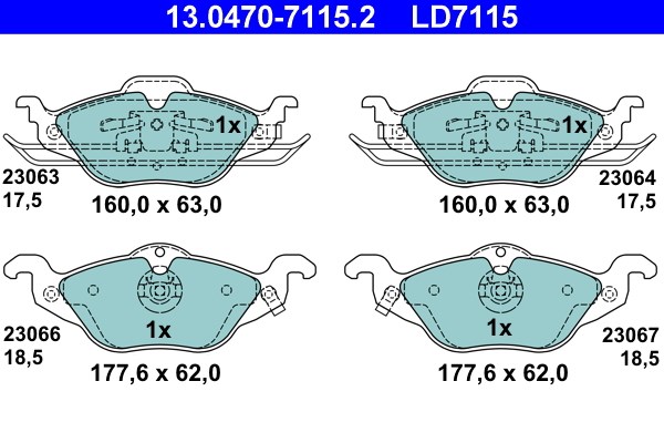 Bromsbeläggsats, Framaxel Ate Ate ceramic 13.0470-7115.2 ATE