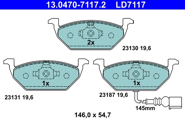 Bromsbeläggsats, Framaxel Ate Ate ceramic 13.0470-7117.2 ATE