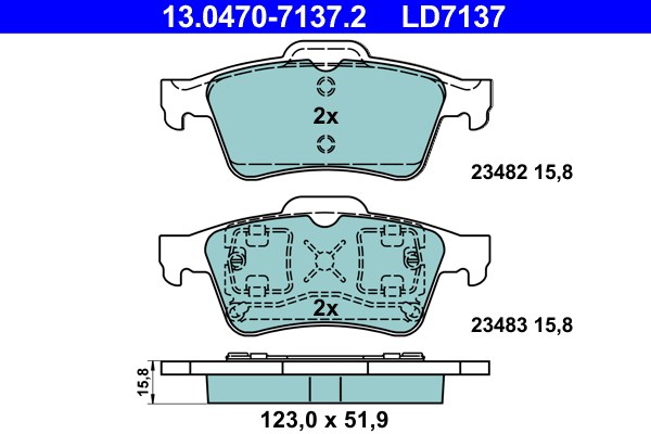 Bromsbeläggsats, Bakaxel Ate Ate ceramic 13.0470-7137.2 ATE