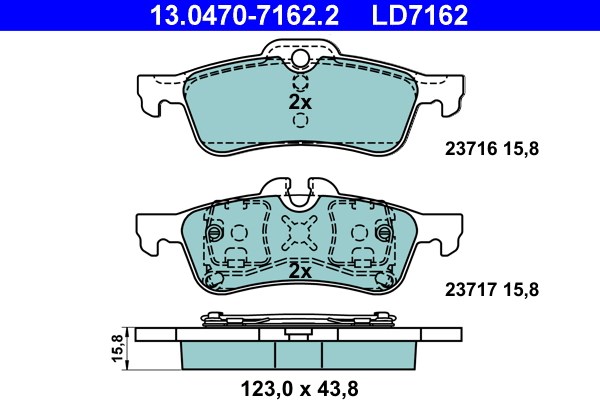 Bromsbeläggsats, Bakaxel Ate Ate ceramic 13.0470-7162.2 ATE