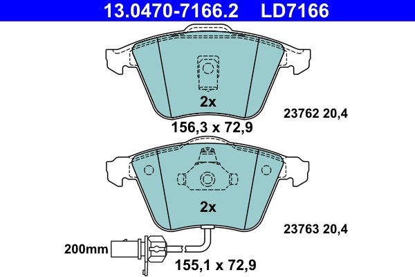 Bromsbeläggsats, Framaxel Ate Ate ceramic 13.0470-7166.2 ATE