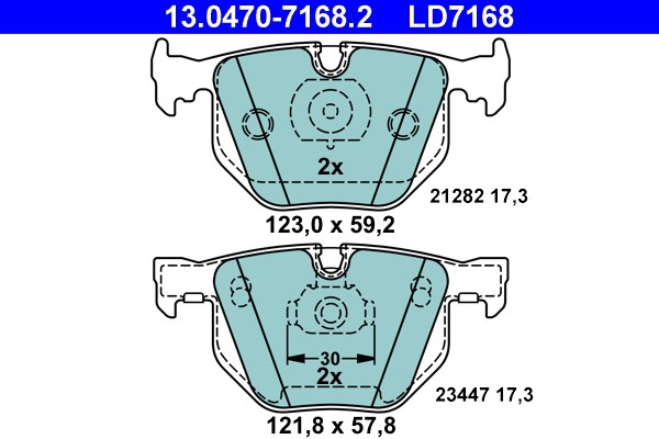 Bromsbeläggsats, Bakaxel Ate Ate ceramic 13.0470-7168.2 ATE