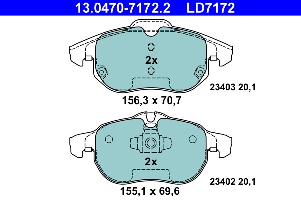 Bromsbeläggsats, Framaxel Ate Ate ceramic 13.0470-7172.2 ATE