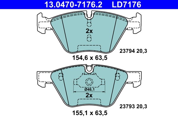 Bromsbeläggsats, Framaxel Ate Ate ceramic 13.0470-7176.2 ATE
