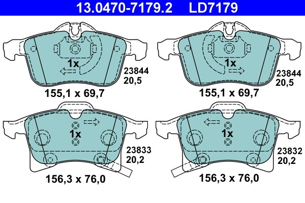 Bromsbeläggsats, Framaxel Ate Ate ceramic 13.0470-7179.2 ATE