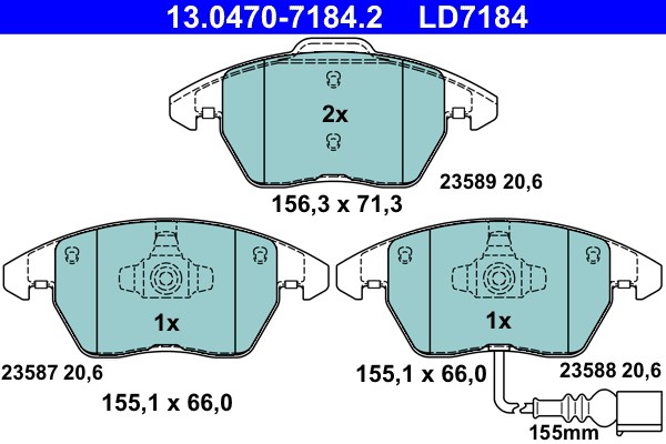 Bromsbeläggsats, Framaxel Ate Ate ceramic 13.0470-7184.2 ATE