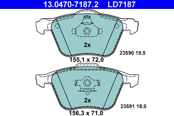 Bromsbeläggsats, Framaxel Ate Ate ceramic 13.0470-7187.2 ATE