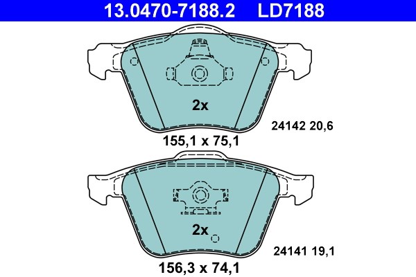 Bromsbeläggsats, Framaxel Ate Ate ceramic 13.0470-7188.2 ATE
