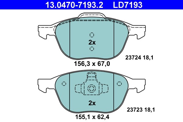 Bromsbeläggsats, Framaxel Ate Ate ceramic 13.0470-7193.2 ATE