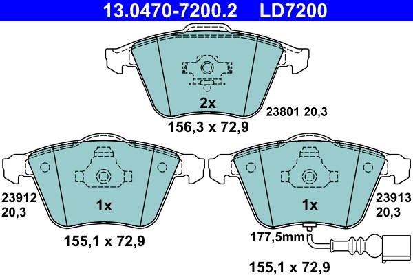 Bromsbeläggsats, Framaxel Ate Ate ceramic 13.0470-7200.2 ATE