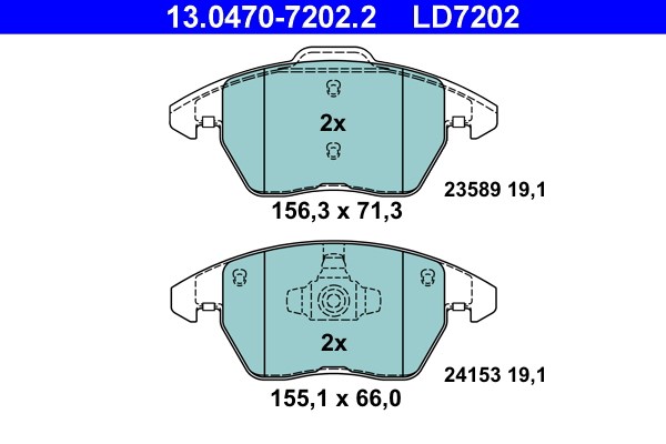 Bromsbeläggsats, Framaxel Ate Ate ceramic 13.0470-7202.2 ATE