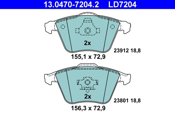 Bromsbeläggsats, Framaxel Ate Ate ceramic 13.0470-7204.2 ATE