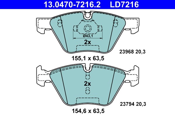 Bromsbeläggsats, Framaxel Ate Ate ceramic 13.0470-7216.2 ATE