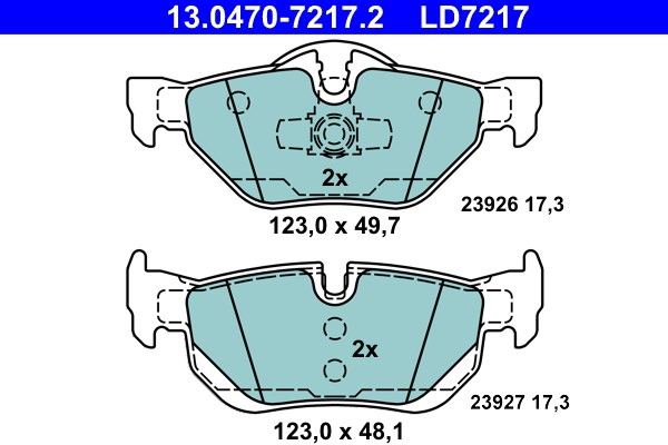 Bromsbeläggsats, Bakaxel Ate Ate ceramic 13.0470-7217.2 ATE