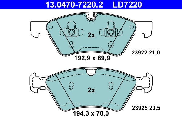 Bromsbeläggsats, Framaxel Ate Ate ceramic 13.0470-7220.2 ATE