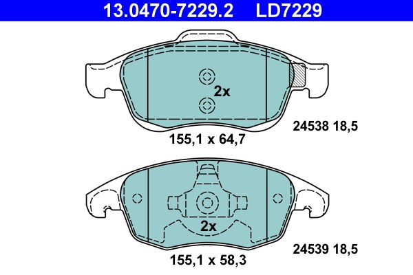 Bromsbeläggsats, Framaxel Ate Ate ceramic 13.0470-7229.2 ATE