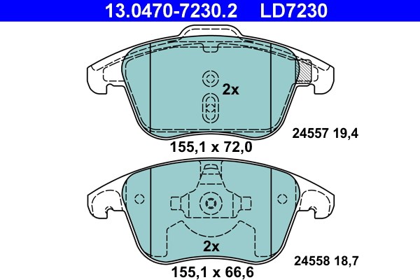 Bromsbeläggsats, Framaxel Ate Ate ceramic 13.0470-7230.2 ATE