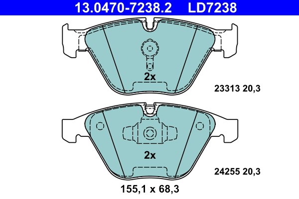 Bromsbeläggsats, Framaxel Ate Ate ceramic 13.0470-7238.2 ATE