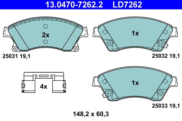 Bromsbeläggsats, Framaxel Ate Ate ceramic 13.0470-7262.2 ATE