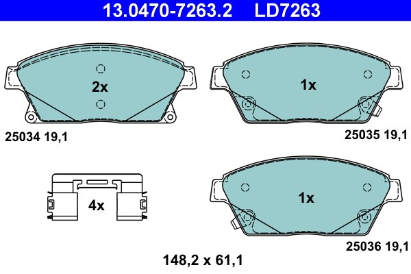 Bromsbeläggsats, Framaxel Ate Ate ceramic 13.0470-7263.2 ATE